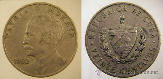 Monedas antiguas de Am&eacute;rica: MONEDA DE CUBA - 20 CENTAVOS DE 1962 - Foto 1