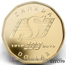 Monedas antiguas de Am&eacute;rica: Canada 1 dolar 2010 saskatchewan roughriders - Foto 1