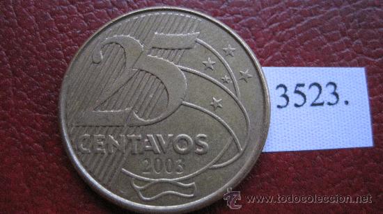 Monedas antiguas de Am&eacute;rica: Brasil  25  centimos  2003 - Foto 2