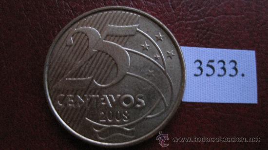 Monedas antiguas de Am&eacute;rica: Brasil  25  centimos  2008 - Foto 2