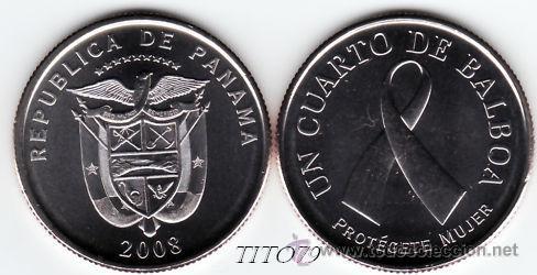 Monedas antiguas de Am&eacute;rica: Panama 1/4 cuarto de balboa 2008 protegete mujer - Foto 1