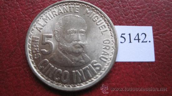 Monedas antiguas de Am&eacute;rica: Per&uacute; , 5 intis 1987 - Foto 1