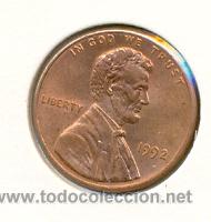 Monedas antiguas de Am&eacute;rica: 4-eeuu1-92. Moneda EE.UU. 1 Cent. 1992. EBC - Foto 1