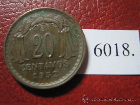 Monedas antiguas de Am&eacute;rica: Chile ,  20  centimos  1952 - Foto 2