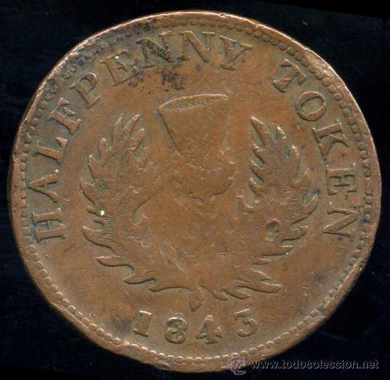 Monedas antiguas de Am&eacute;rica: CANADA :  1/2 PENNY 1843 - Foto 2