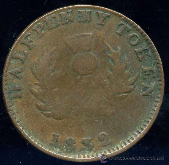 Monedas antiguas de Am&eacute;rica: CANADA :  1/2 PENNY 1832 - Foto 2
