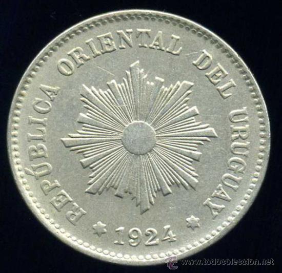 Monedas antiguas de Am&eacute;rica: URUGUAY : 5 CENTESIMOS 1924 - Foto 1