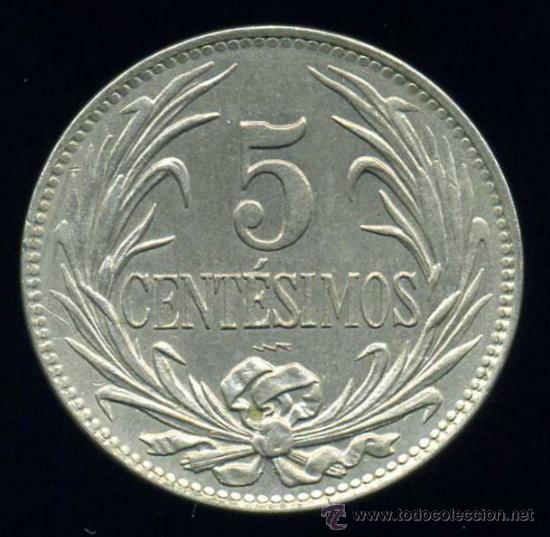 Monedas antiguas de Am&eacute;rica: URUGUAY : 5 CENTESIMOS 1924 - Foto 2