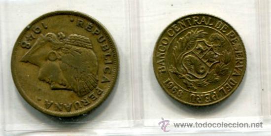 Monedas antiguas de Am&eacute;rica: 2 monedas diferentes de Peru. - Foto 1