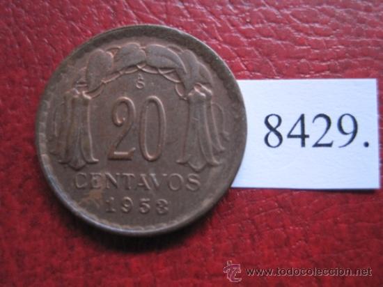 Monedas antiguas de Am&eacute;rica: Chile ,  20  centimos  1953 - Foto 2