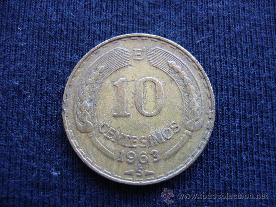 Monedas antiguas de Am&eacute;rica: Chile 10 Centesimos 1963 - Foto 1