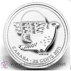 Monedas antiguas de Am&eacute;rica: Canada 25 cents 2011 halcon - Foto 1