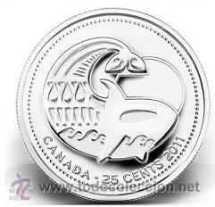 Monedas antiguas de Am&eacute;rica: Canada 25 cents 2011 orca - Foto 1