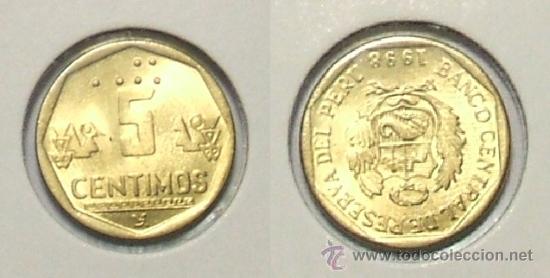 Monedas antiguas de Am&eacute;rica: KM# 304.2 - Per&uacute; - 5 Centimos - 1998 - (Sin circular) - Foto 1