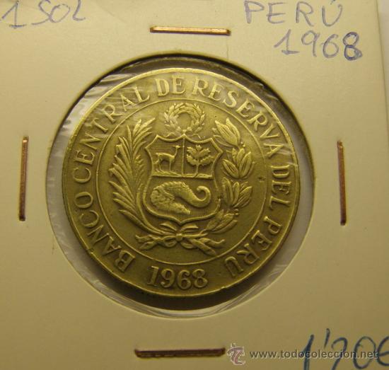 Monedas antiguas de Am&eacute;rica: Moneda de 1 sol. Per&uacute;. A&ntilde;o 1968. - Foto 1