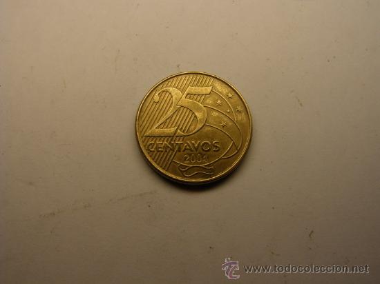 Monedas antiguas de Am&eacute;rica: Moneda  de Brasil, 25 centavos, a&ntilde;o 2004. - Foto 2