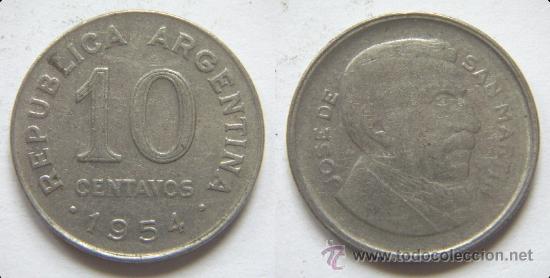 Monedas antiguas de Am&eacute;rica: Moneda de ARGENTINA &ndash; 10 CENTAVOS 1954 - Foto 1