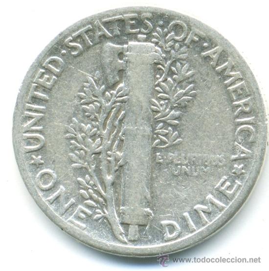 Monedas antiguas de Am&eacute;rica: EEUU 1 dime 1944. Plata - Foto 2