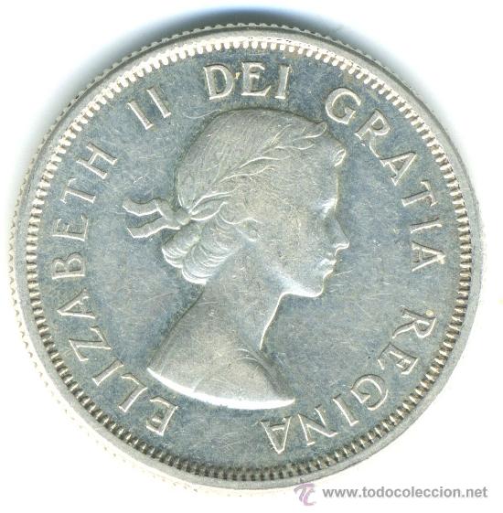 Monedas antiguas de Am&eacute;rica: 25 cents Canada. 1961. Plata - Foto 2