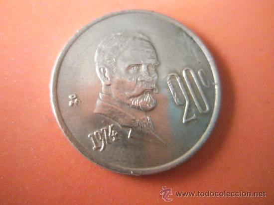 Monedas antiguas de Am&eacute;rica: MONEDA DE MEXICO-20 CENTIMOS-1974-. - Foto 1