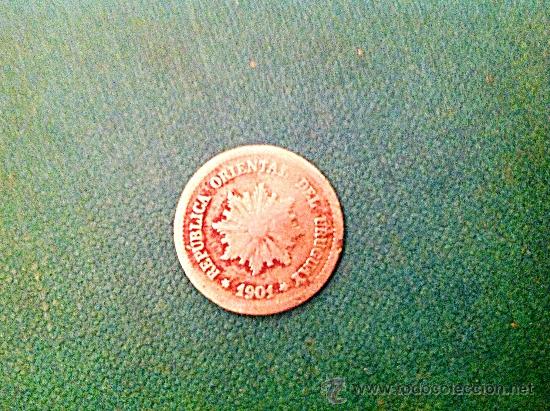 Monedas antiguas de Am&eacute;rica: Moneda de Uruguay; 2 cent&eacute;simos; 1901. - Foto 2