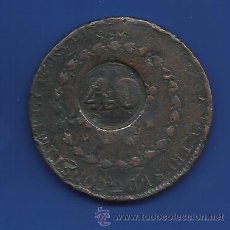 Monedas antiguas de América: BRASIL 40 REIS RESELLADOS ND (1835) BC+