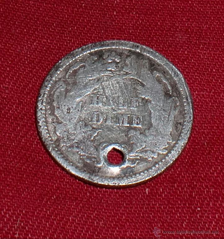 Monedas antiguas de Am&eacute;rica: Half dime 1872 plata EEUU - Foto 2