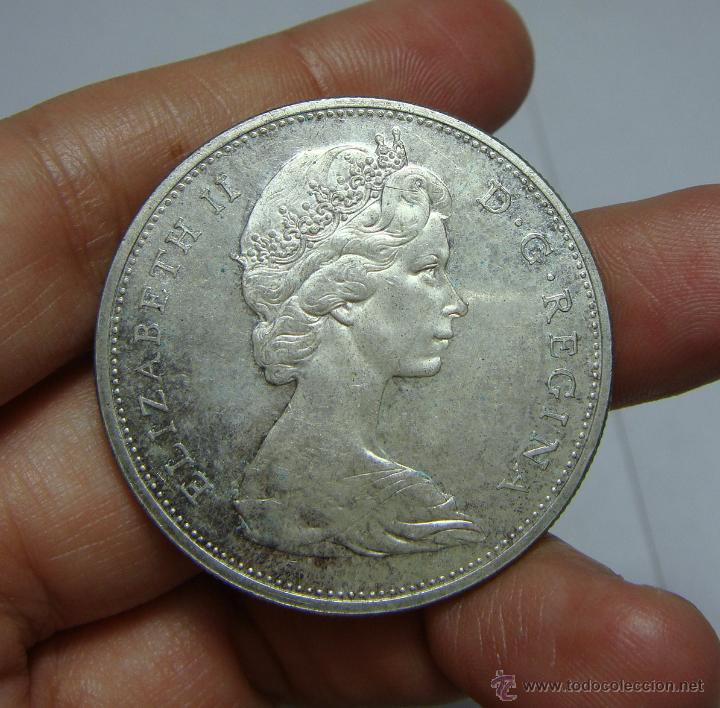 Monedas antiguas de Am&eacute;rica: 1 Dolar. Plata (.800). Canada - 1965 - Foto 2