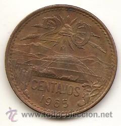 Monedas antiguas de Am&eacute;rica: M&eacute;xico: 20 centavos de 1965 - Foto 1