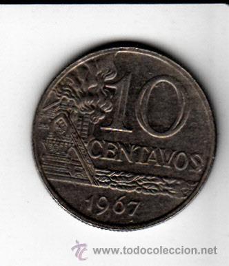 Monedas antiguas de Am&eacute;rica: BRASIL. 1967. 10 CENTAVOS. MBC - Foto 1