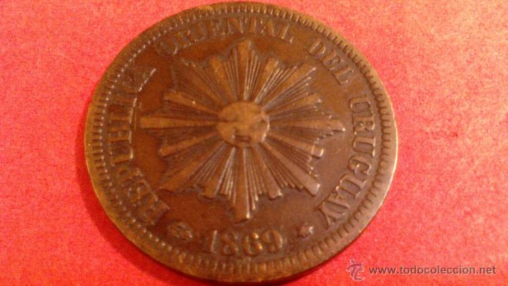 Monedas antiguas de Am&eacute;rica: URUGUAY, DOS CENTESIMOS DE 1869 - Foto 2