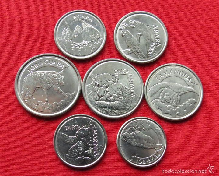 Monedas antiguas de Am&eacute;rica: Brasil serie 5 10 50 100 500 1000 cruzeiro 1992 1993 Brazil UNC