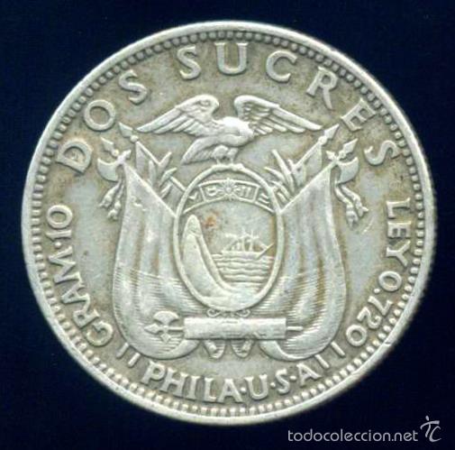 Monedas antiguas de Am&eacute;rica: ECUADOR - 2 SUCRES de PLATA de 1930 - Foto 2