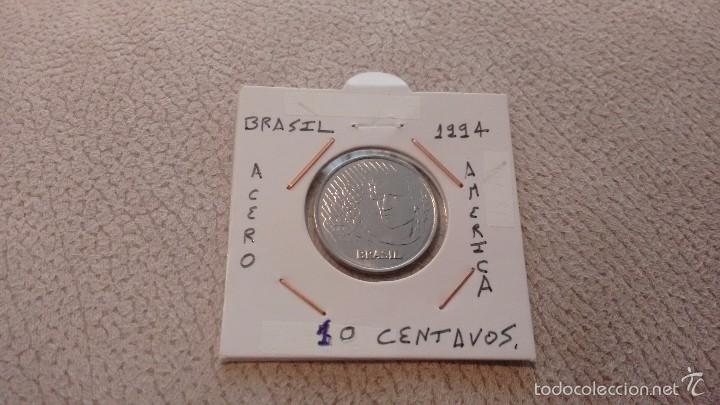Monedas antiguas de Am&eacute;rica: Moneda Brasil 10 centavos 1994 EBC encartonada - Foto 1