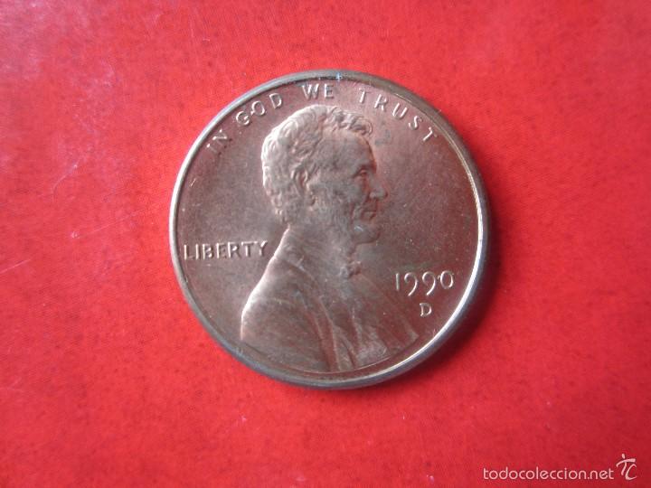 Monedas antiguas de Am&eacute;rica: Usa. 1 c&eacute;ntimo 1990. D - Foto 1