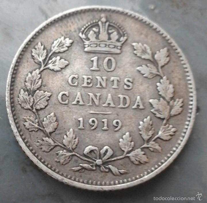 Monedas antiguas de Am&eacute;rica: Canad&aacute; 10 c&eacute;ntimos plata 1919 - Foto 1