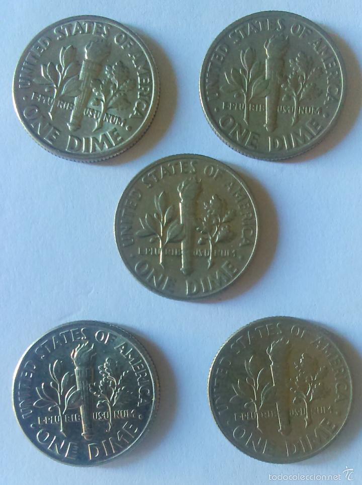 Monedas antiguas de Am&eacute;rica: EEUU *** LOTE 5 MONEDAS *** 1 DIME *** - Foto 1