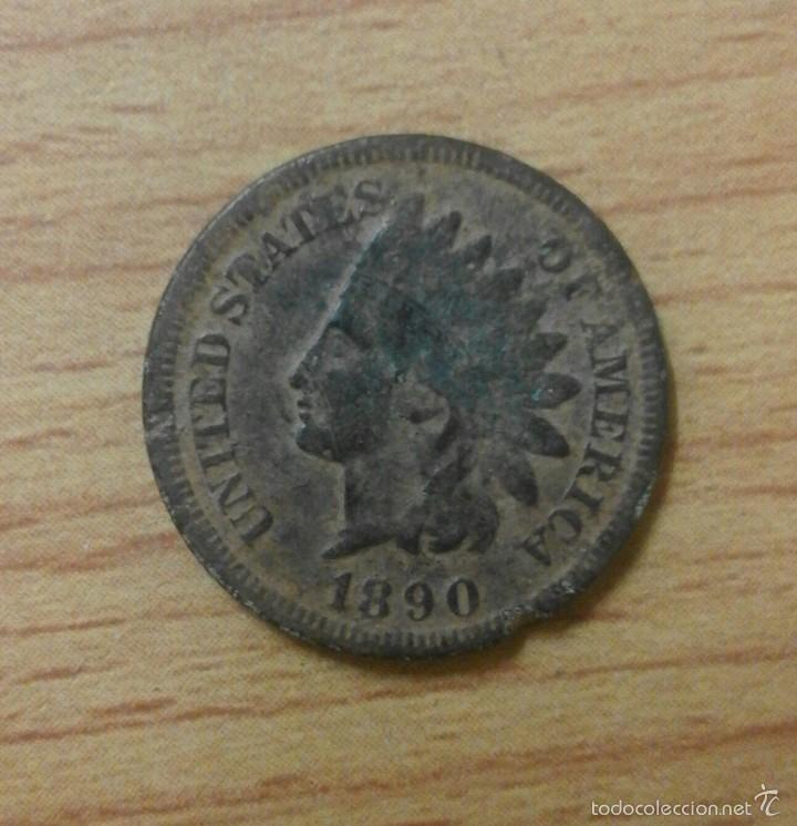 Monedas antiguas de Am&eacute;rica: Moneda USA one cent 1890 - Foto 1