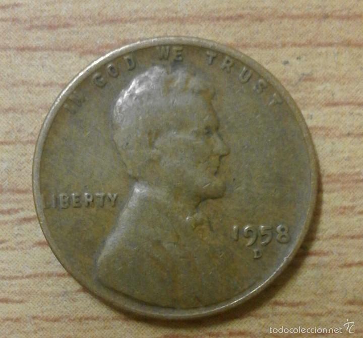 Monedas antiguas de Am&eacute;rica: Moneda USA one cent 1958 Denver - Foto 1