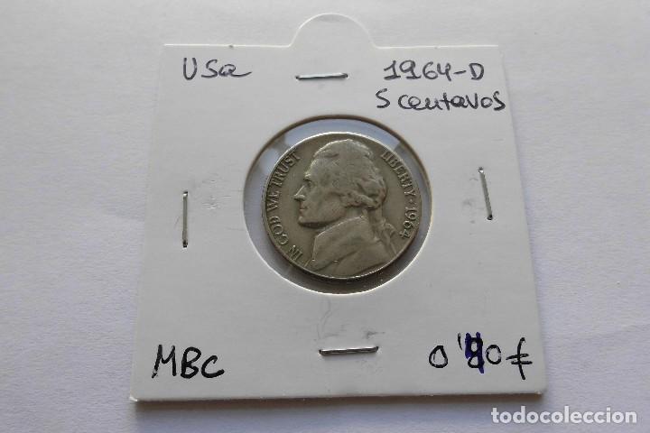Monedas antiguas de Am&eacute;rica: Usa 5 centavos 1964 D - Foto 1