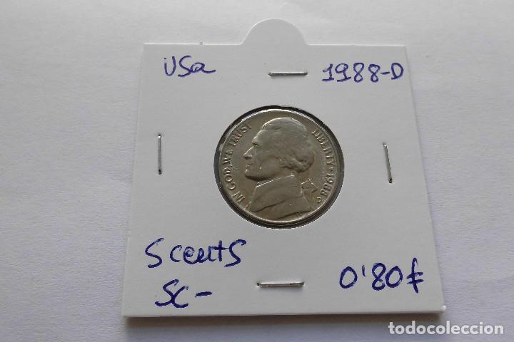 Monedas antiguas de Am&eacute;rica: Usa 5 centavos 1988 D - Foto 1