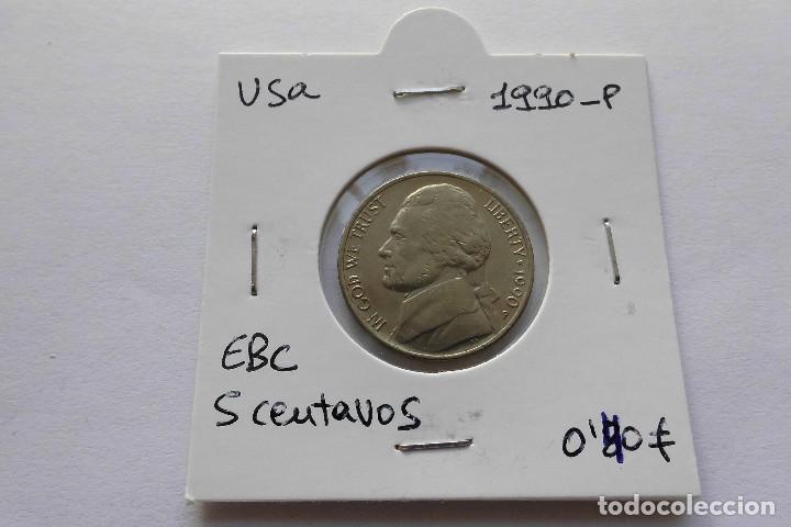 Monedas antiguas de Am&eacute;rica: Usa 5 centavos 1990 P - Foto 1