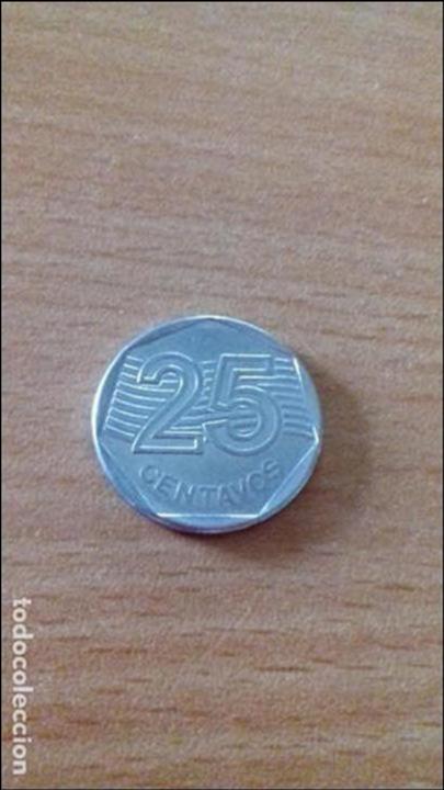 Monedas antiguas de Am&eacute;rica: 1 moneda de 25 c&eacute;ntimos de Brasil. A&ntilde;o 1995 - Foto 1