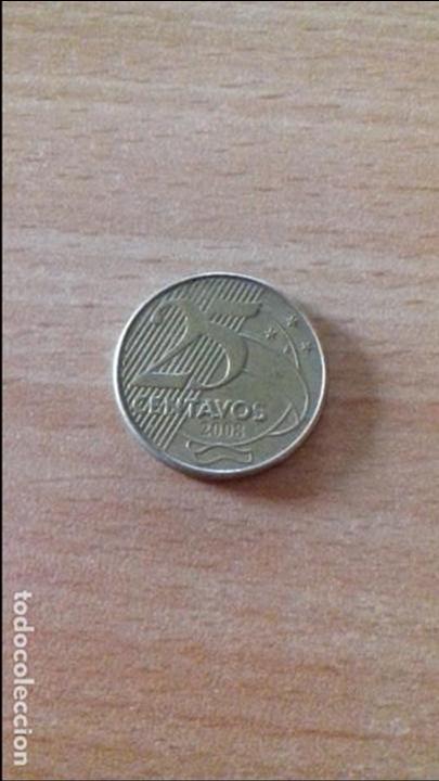Monedas antiguas de Am&eacute;rica: 1 moneda de 25 c&eacute;ntimos de Brasil. A&ntilde;o 2008 - Foto 1