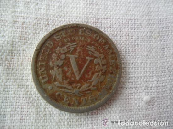 Monedas antiguas de Am&eacute;rica: MONEDA DE 5 CENTAVOS 1902 USA - Foto 2