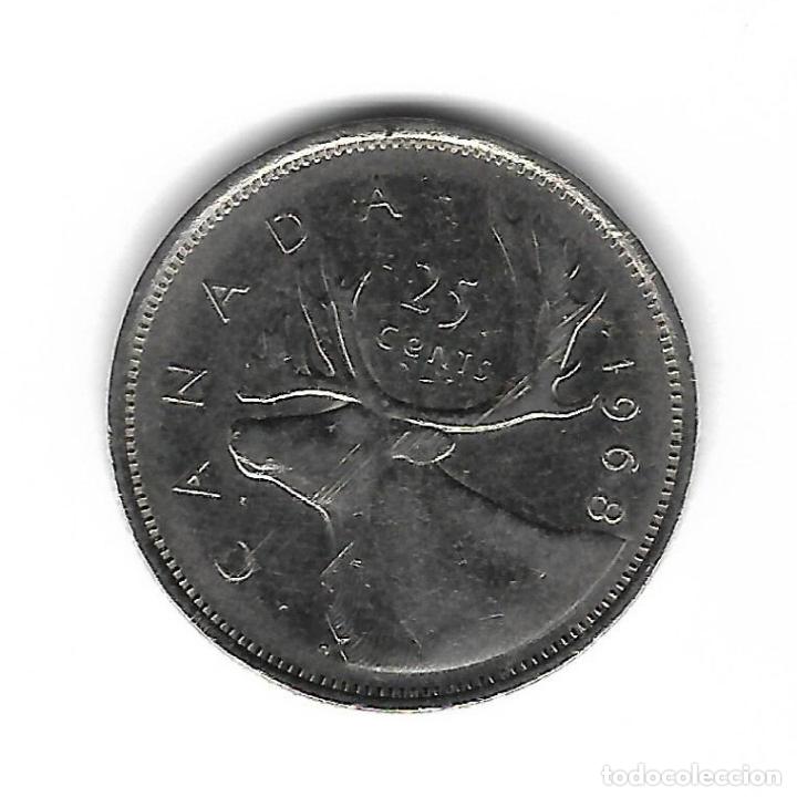 Monedas antiguas de Am&eacute;rica: MONEDA. CANADA. 25 CENTIMOS. 1968. - Foto 2