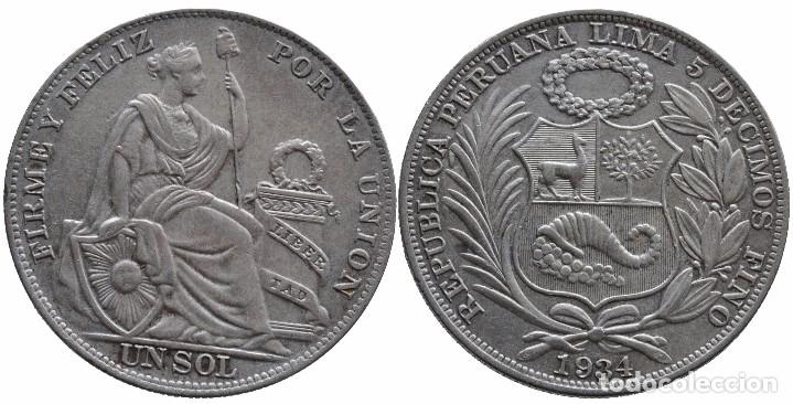 Monedas antiguas de Am&eacute;rica: PERU 1 SOL 1937 - Foto 1