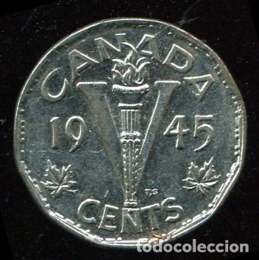 Monedas antiguas de Am&eacute;rica: CANADA : 5 Centimos 1945 - Foto 1