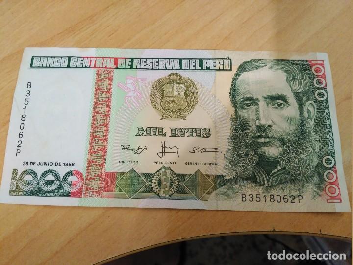 Monedas antiguas de Am&eacute;rica: billete de mil intis per&uacute; - Foto 1