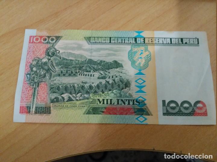 Monedas antiguas de Am&eacute;rica: billete de mil intis per&uacute; - Foto 2